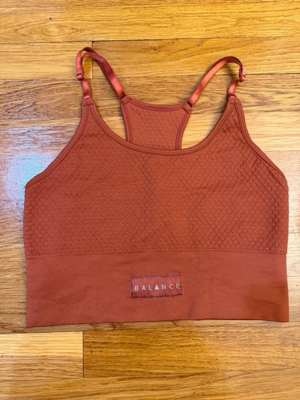 Balance Athletica Vitality Adjustable Racerback Sports Bra Rust - Size Est. Med